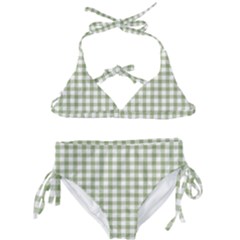Green Tea White Small Plaids Kids  Classic Bikini Set