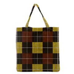 Modern Black Red Golden Plaids Grocery Tote Bag by ConteMonfrey