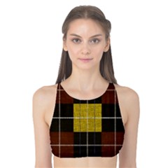 Modern Black Red Golden Plaids Tank Bikini Top by ConteMonfrey