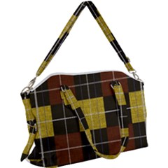 Modern Black Red Golden Plaids Canvas Crossbody Bag by ConteMonfrey