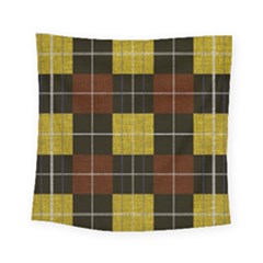 Modern Black Red Golden Plaids Square Tapestry (small) by ConteMonfrey