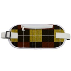 Modern Black Red Golden Plaids Rounded Waist Pouch by ConteMonfrey