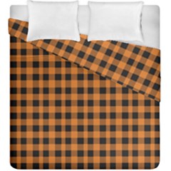 Orange Black Small Plaids Duvet Cover Double Side (king Size) by ConteMonfrey