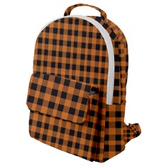 Orange Black Small Plaids Flap Pocket Backpack (small) by ConteMonfrey
