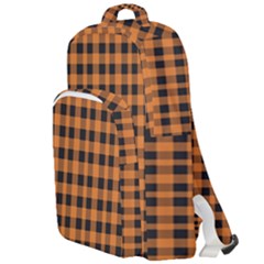 Orange Black Small Plaids Double Compartment Backpack by ConteMonfrey