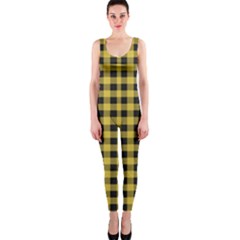 Black And Yellow Small Plaids One Piece Catsuit by ConteMonfrey