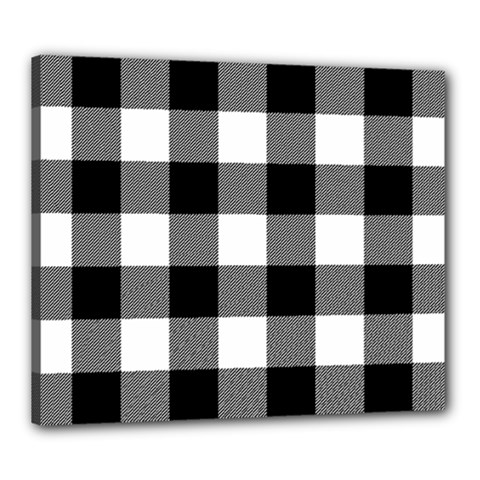 Black And White Classic Plaids Canvas 24  X 20  (stretched) by ConteMonfrey