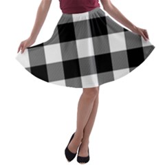 Black And White Classic Plaids A-line Skater Skirt