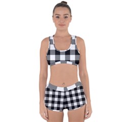 Black And White Classic Plaids Racerback Boyleg Bikini Set by ConteMonfrey