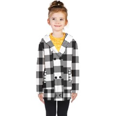Black And White Classic Plaids Kids  Double Breasted Button Coat by ConteMonfrey