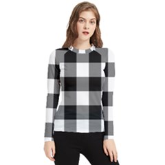 Black And White Classic Plaids Women s Long Sleeve Rash Guard by ConteMonfrey