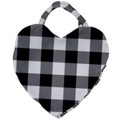 Black And White Classic Plaids Giant Heart Shaped Tote by ConteMonfrey