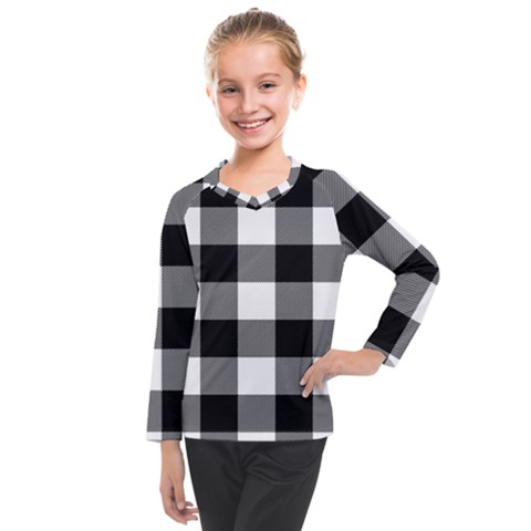 Black And White Classic Plaids Kids  Long Mesh Tee by ConteMonfrey