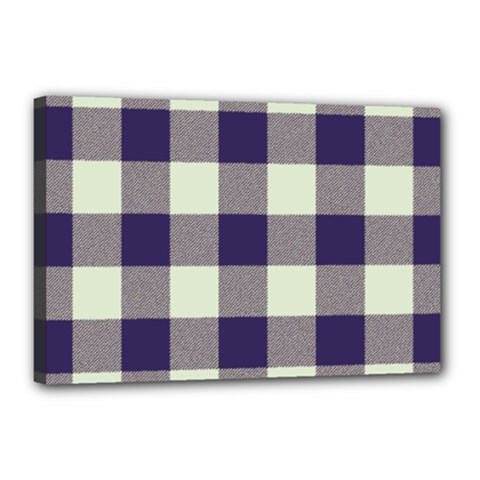 Blue Purple And White Plaids Canvas 18  X 12  (stretched) by ConteMonfrey