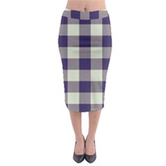 Blue Purple And White Plaids Midi Pencil Skirt by ConteMonfrey