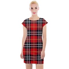 Black, White And Red Classic Plaids Cap Sleeve Bodycon Dress by ConteMonfrey