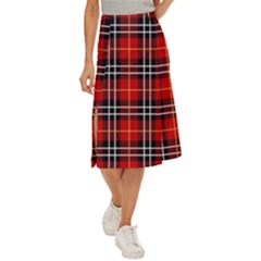 Black, White And Red Classic Plaids Midi Panel Skirt by ConteMonfrey