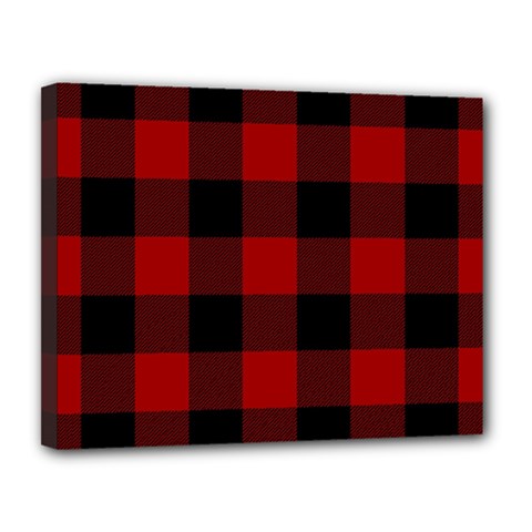 Red And Black Plaids Canvas 14  X 11  (stretched) by ConteMonfrey