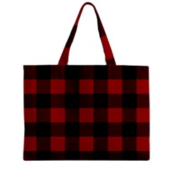 Red And Black Plaids Zipper Mini Tote Bag by ConteMonfrey