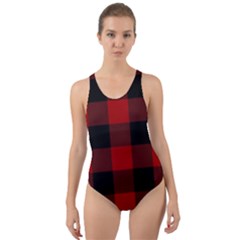 Red And Black Plaids Cut-out Back One Piece Swimsuit by ConteMonfrey