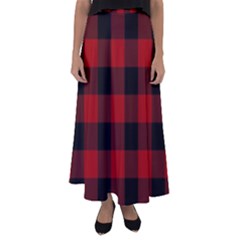 Red And Black Plaids Flared Maxi Skirt by ConteMonfrey