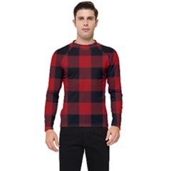 Red And Black Plaids Men s Long Sleeve Rash Guard by ConteMonfrey