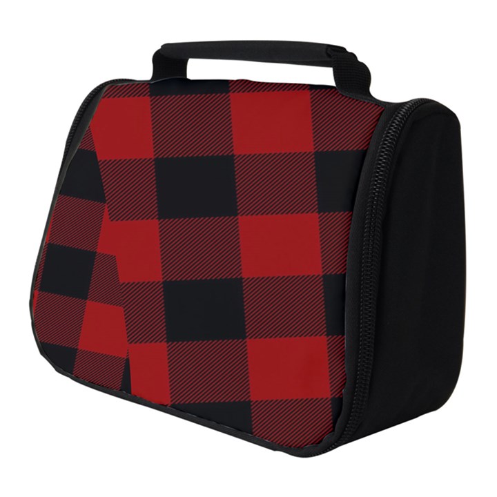 Red and black plaids Full Print Travel Pouch (Small)