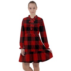 Red And Black Plaids All Frills Chiffon Dress by ConteMonfrey