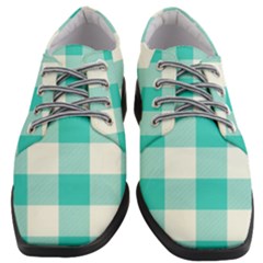 Blue And White Plaids Women Heeled Oxford Shoes by ConteMonfrey