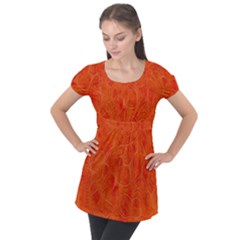 Background-flower Puff Sleeve Tunic Top by nateshop