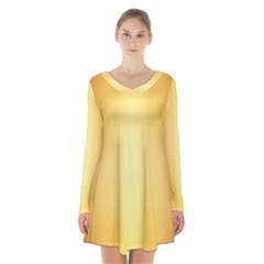 Background-gold Long Sleeve Velvet V-neck Dress