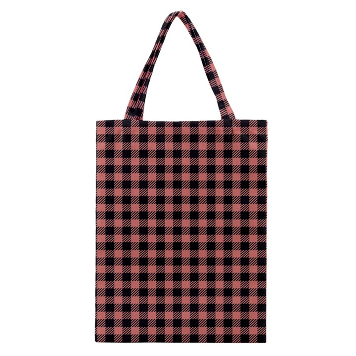 Straight Black Pink Small Plaids  Classic Tote Bag