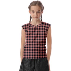 Straight Black Pink Small Plaids  Kids  Raglan Cap Sleeve Tee by ConteMonfrey