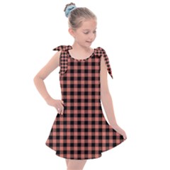 Straight Black Pink Small Plaids  Kids  Tie Up Tunic Dress by ConteMonfrey