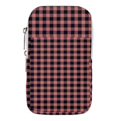 Straight Black Pink Small Plaids  Waist Pouch (large) by ConteMonfrey