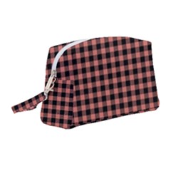 Straight Black Pink Small Plaids  Wristlet Pouch Bag (medium) by ConteMonfrey