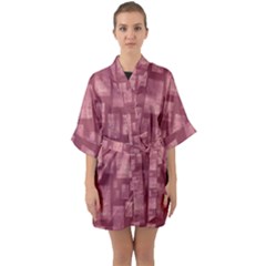 Background-pattern Flower Half Sleeve Satin Kimono 