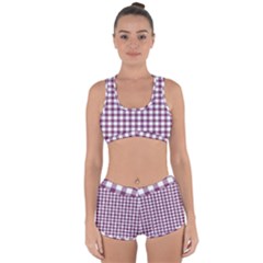 Straight Purple White Small Plaids  Racerback Boyleg Bikini Set by ConteMonfrey