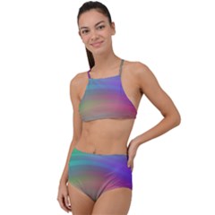 Background-rainbow High Waist Tankini Set