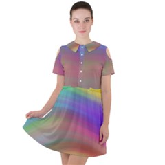 Background-rainbow Short Sleeve Shoulder Cut Out Dress  by nateshop