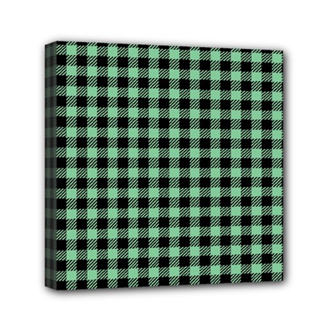 Straight Green Black Small Plaids   Mini Canvas 6  X 6  (stretched) by ConteMonfrey