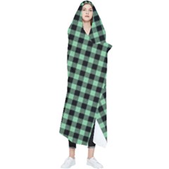 Straight Green Black Small Plaids   Wearable Blanket by ConteMonfrey