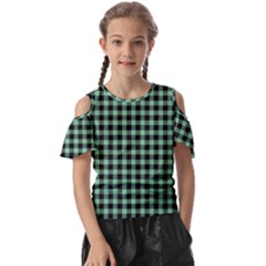 Straight Green Black Small Plaids   Kids  Butterfly Cutout Tee by ConteMonfrey