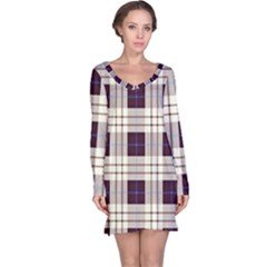 Purple, Blue And White Plaids Long Sleeve Nightdress by ConteMonfrey