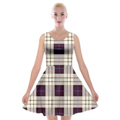 Purple, Blue And White Plaids Velvet Skater Dress by ConteMonfrey