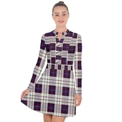 Purple, Blue And White Plaids Long Sleeve Panel Dress by ConteMonfrey
