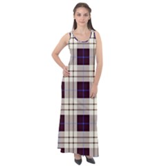 Purple, Blue And White Plaids Sleeveless Velour Maxi Dress by ConteMonfrey