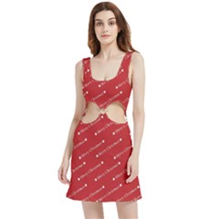 Cute Christmas Red Velvet Cutout Dress by nateshop