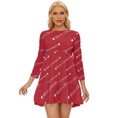 Cute Christmas Red Long Sleeve Babydoll Dress by nateshop