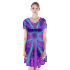 Wallpaper Tie Dye Pattern Short Sleeve V-neck Flare Dress by Wegoenart